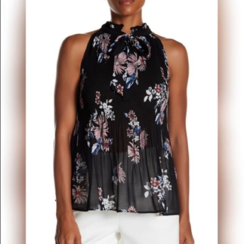 Free Press high neck sleeveless blouse, floral and flowy